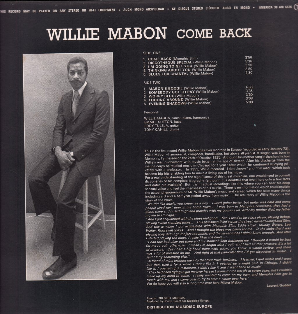 Willie Mabon - Come Back - Lp