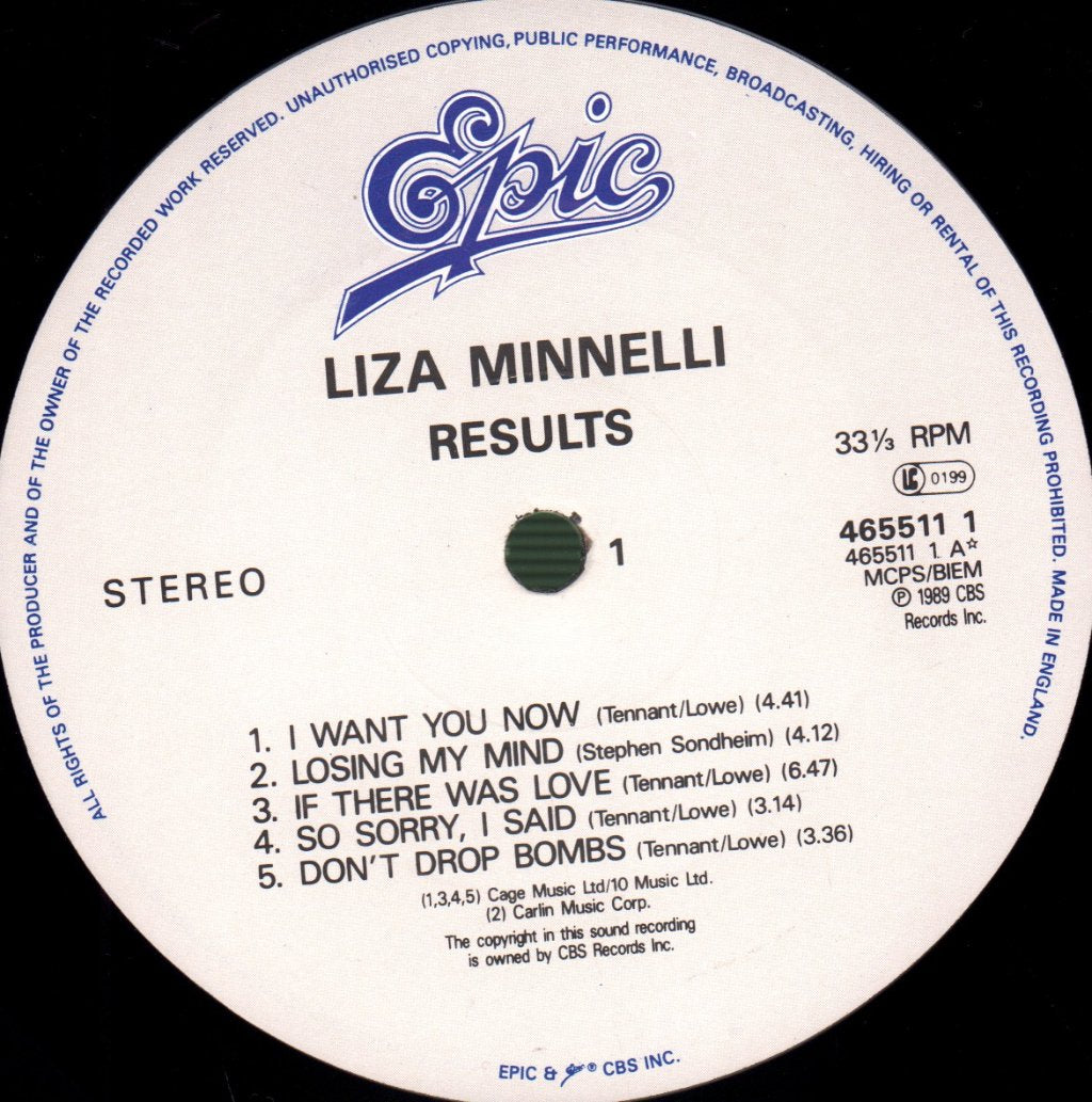 Liza Minnelli - Results - Lp