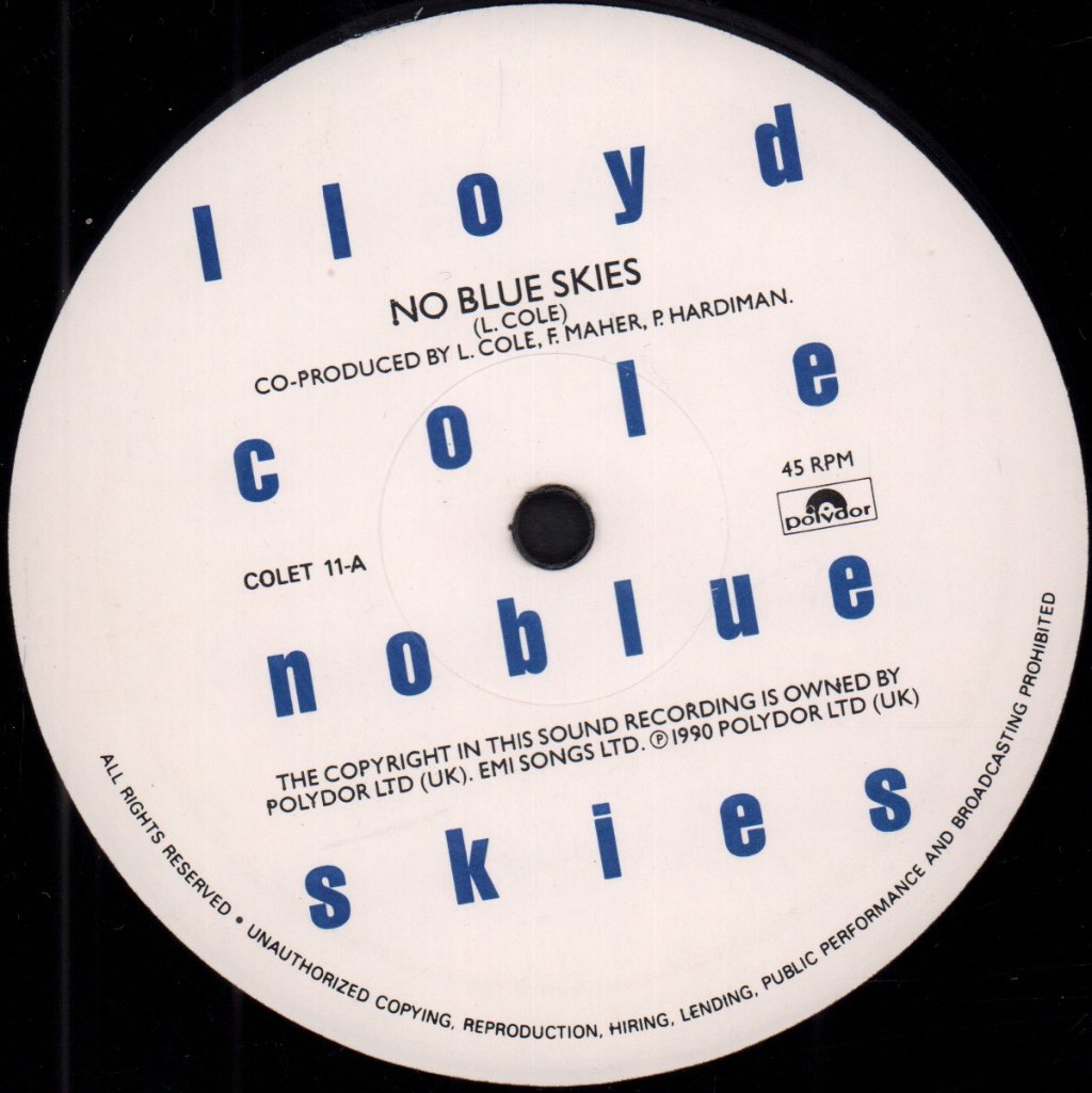 Lloyd Cole - No Blue Skies - 10 Inch