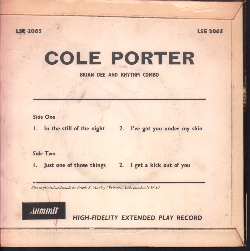 Brian Dee - Unforgetable Cole Porter - 7 Inch