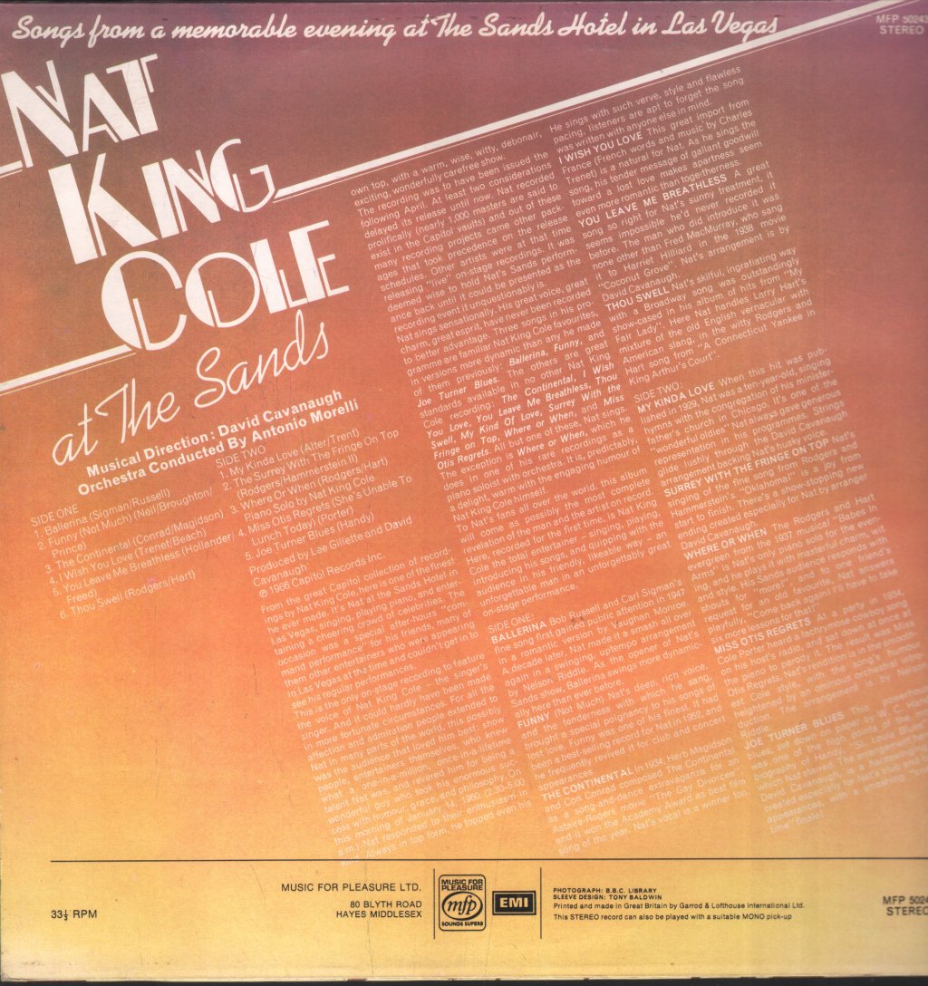 Nat King Cole - At The Sands - Lp