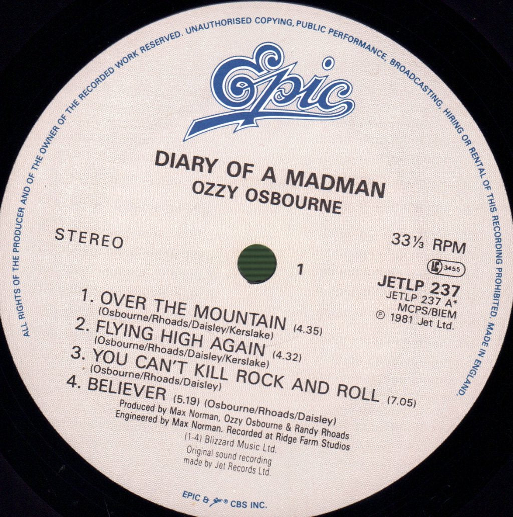 Ozzy Osbourne - Diary Of A Madman - Lp
