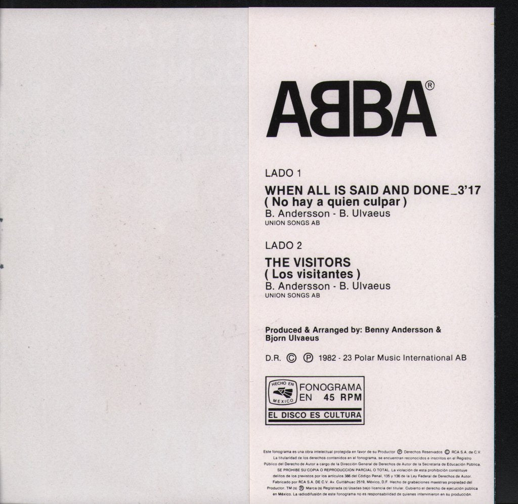 ABBA - When All Is Said And Done - 7 Inch