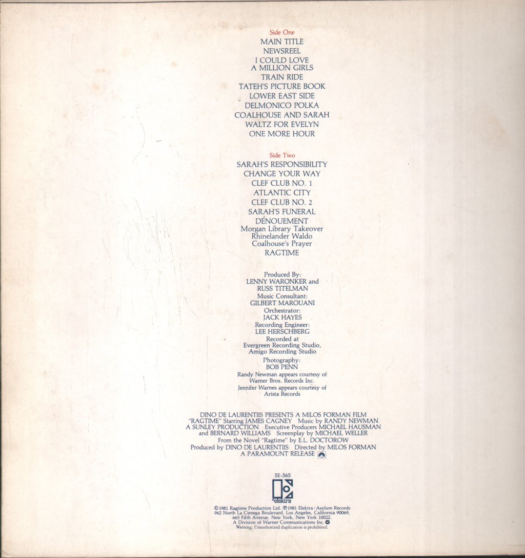 Randy Newman - Ragtime - Lp