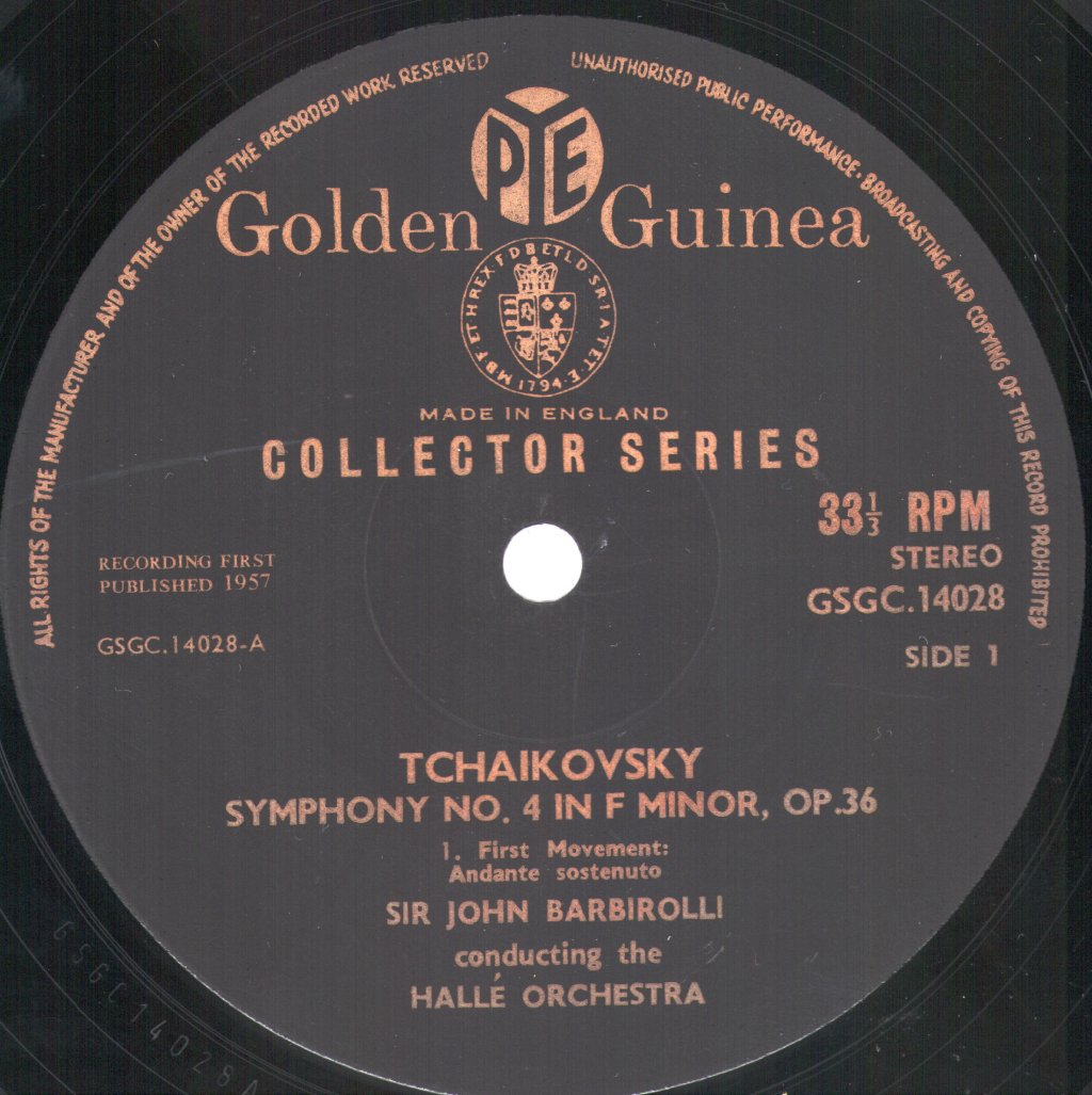 Sir John Barbirolli - Symphony No. 4 In F Minor, Op. 36 - Lp