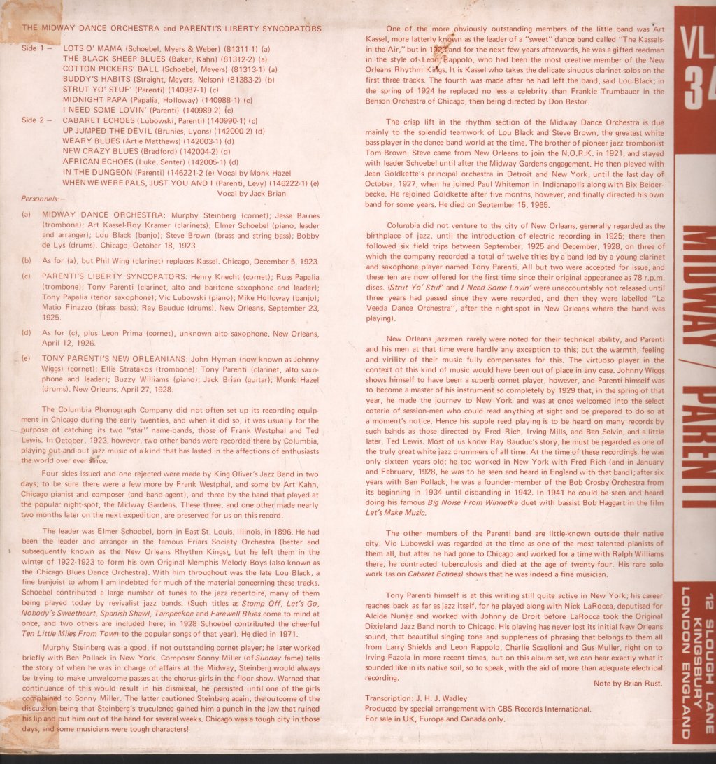 Midway Dance Orchestra And Parenti's Liberty Syncopators - Midway Dance Orchestra And Parenti's Liberty Syncopators - Lp