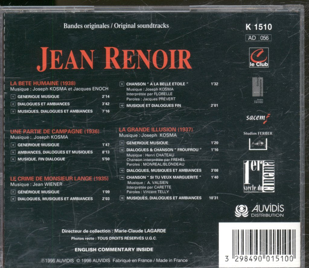 Jean Renoir - Bands Originals /Original Soundtracks - Cd