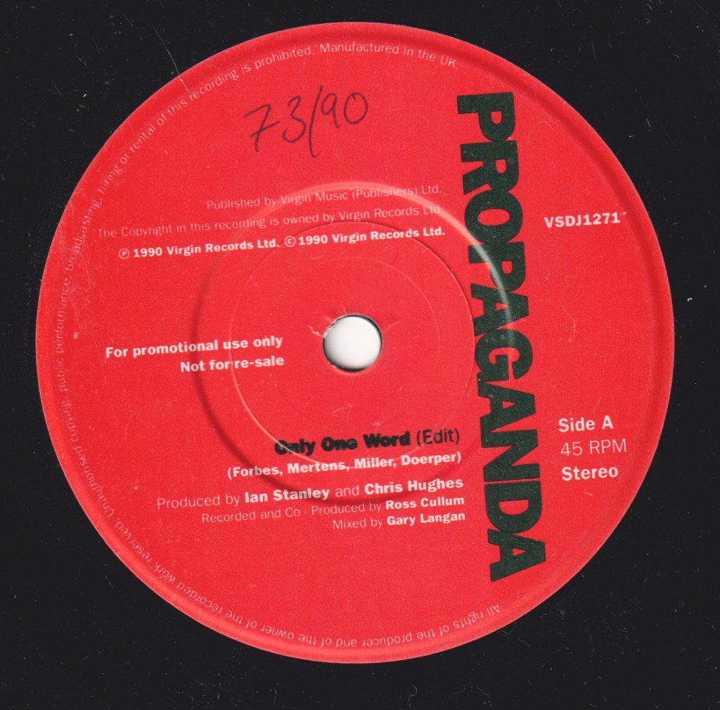 Propaganda (Ztt Group) - Only One Word - 7 Inch