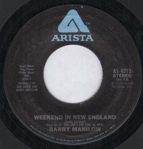 Barry Manilow - Weekend In New England - 7 Inch