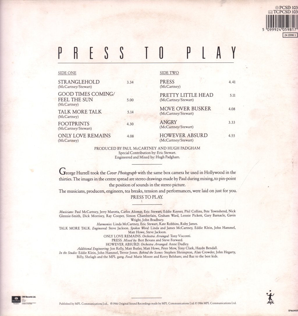 Paul McCartney - Press To Play - Lp