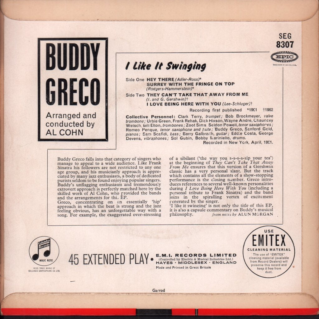 Buddy Greco - I Like It Swinging - 7 Inch