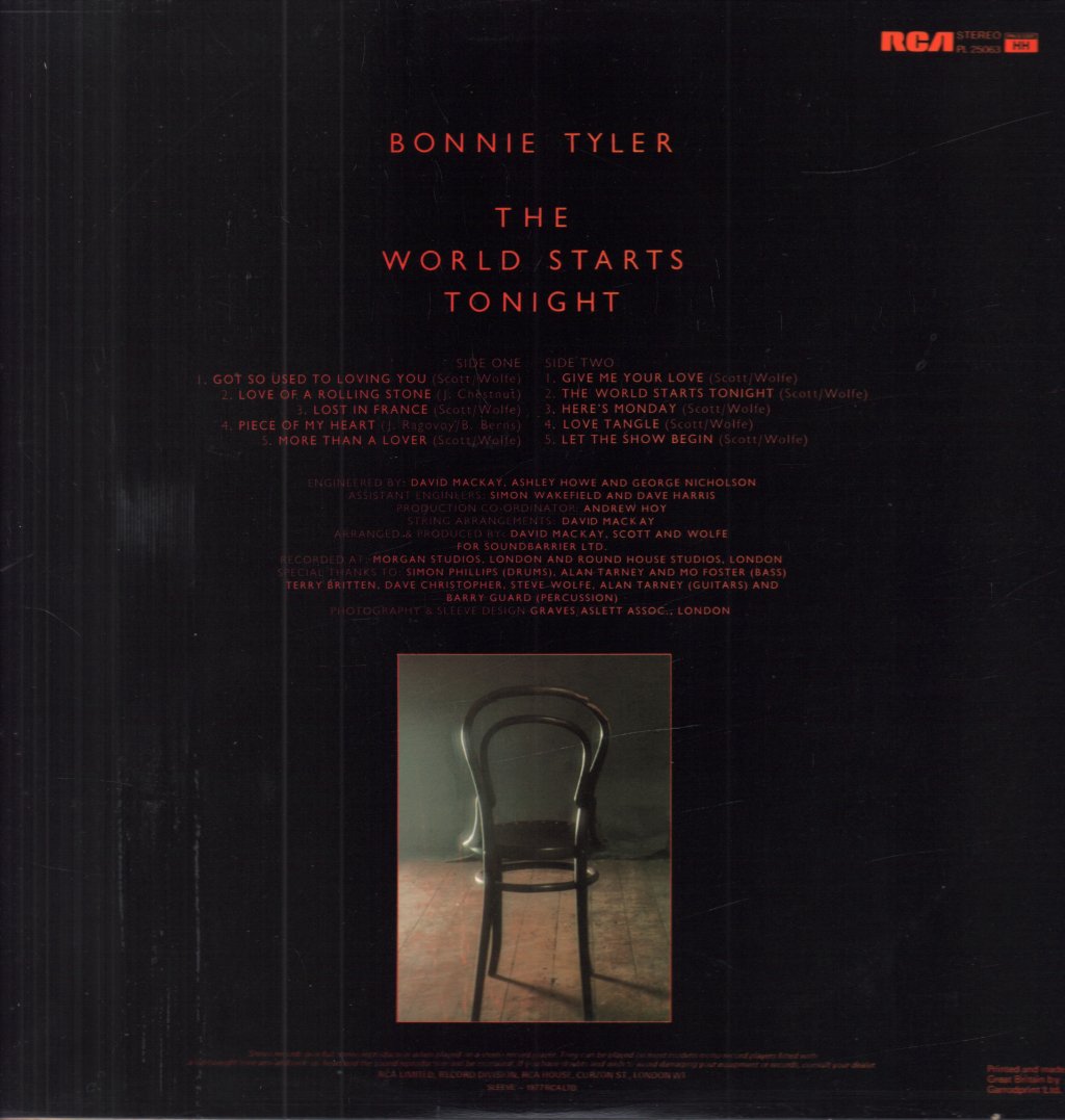 Bonnie Tyler - World Starts Tonight - Lp