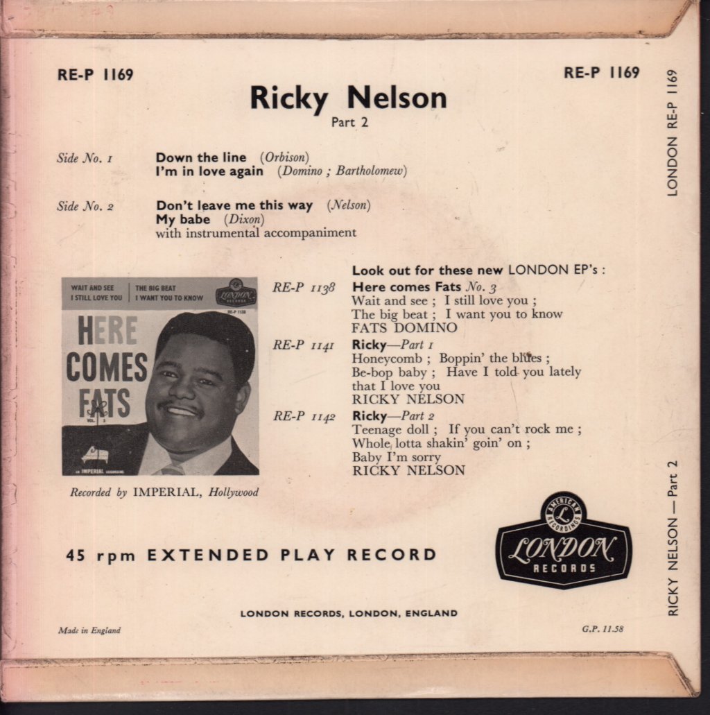 Ricky Nelson - Part 2 - 7 Inch