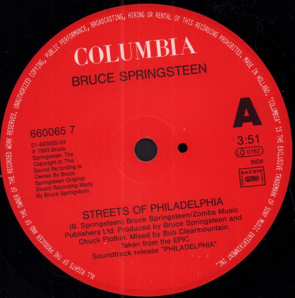 Bruce Springsteen - Streets Of Philadelphia - 7 Inch