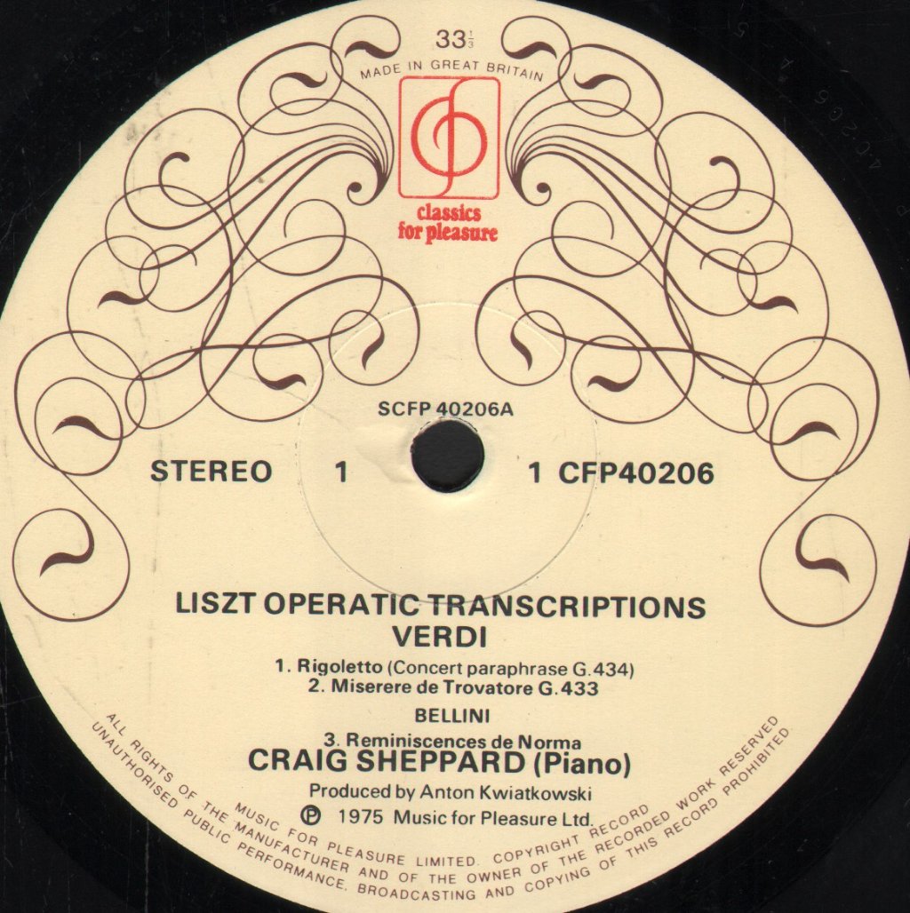 Craig Sheppard - Operatic Transcriptions - Lp