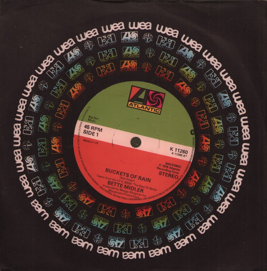 Bette Midler - Buckets Of Rain - 7 Inch