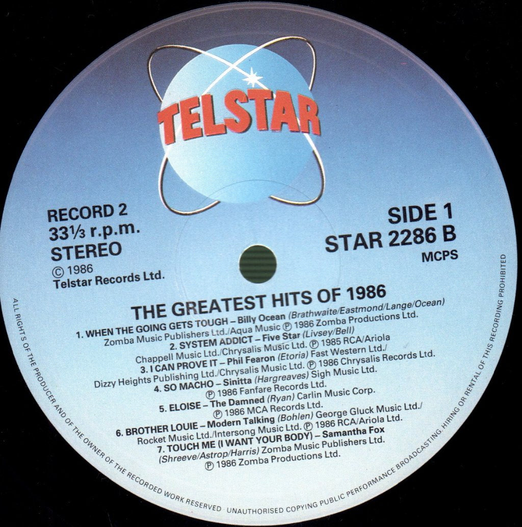 Various Artists - Greatest Hits Of 1986 - Double Lp