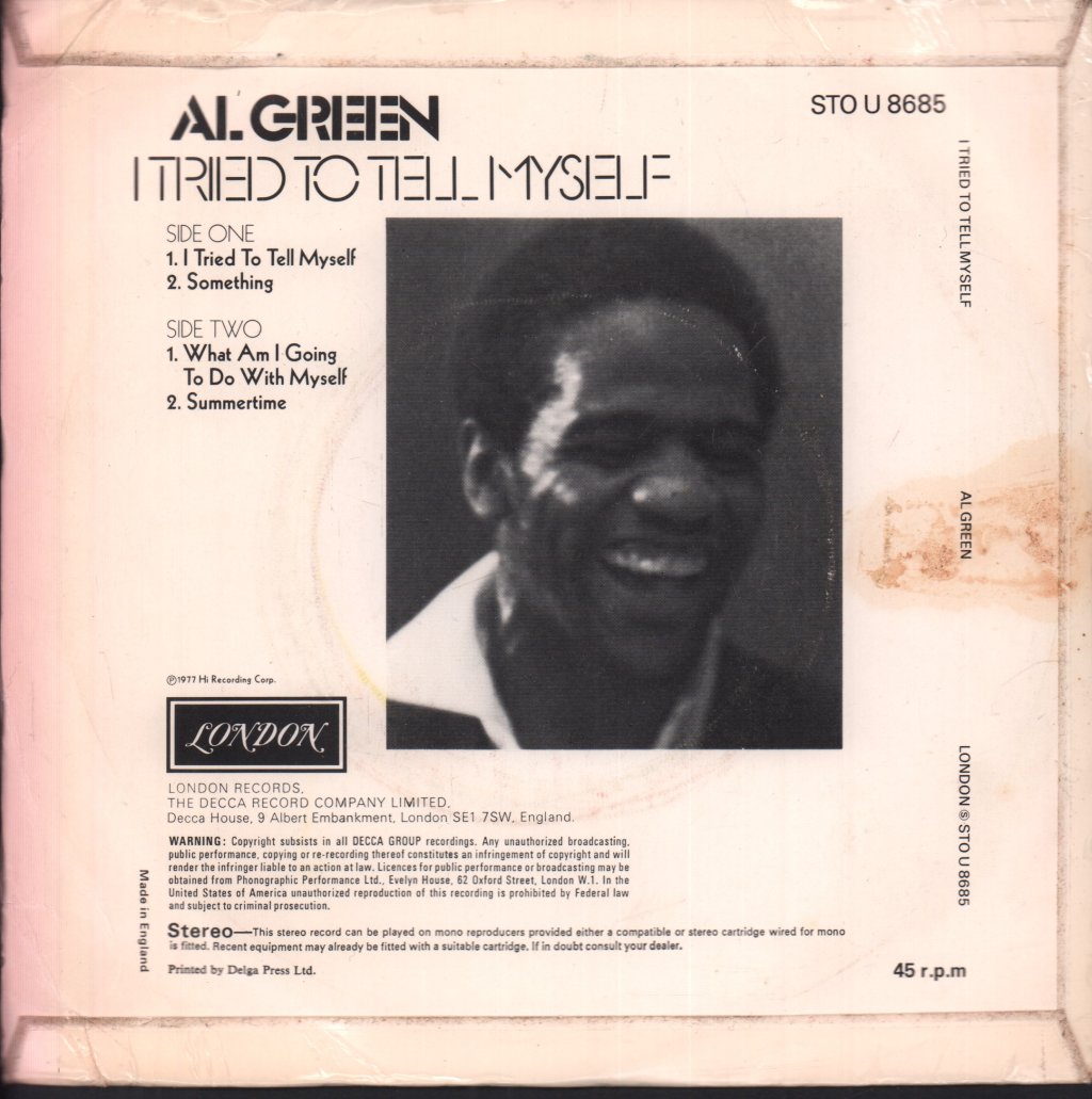 Al Green - I Tried To Tell Myself - 7 Inch