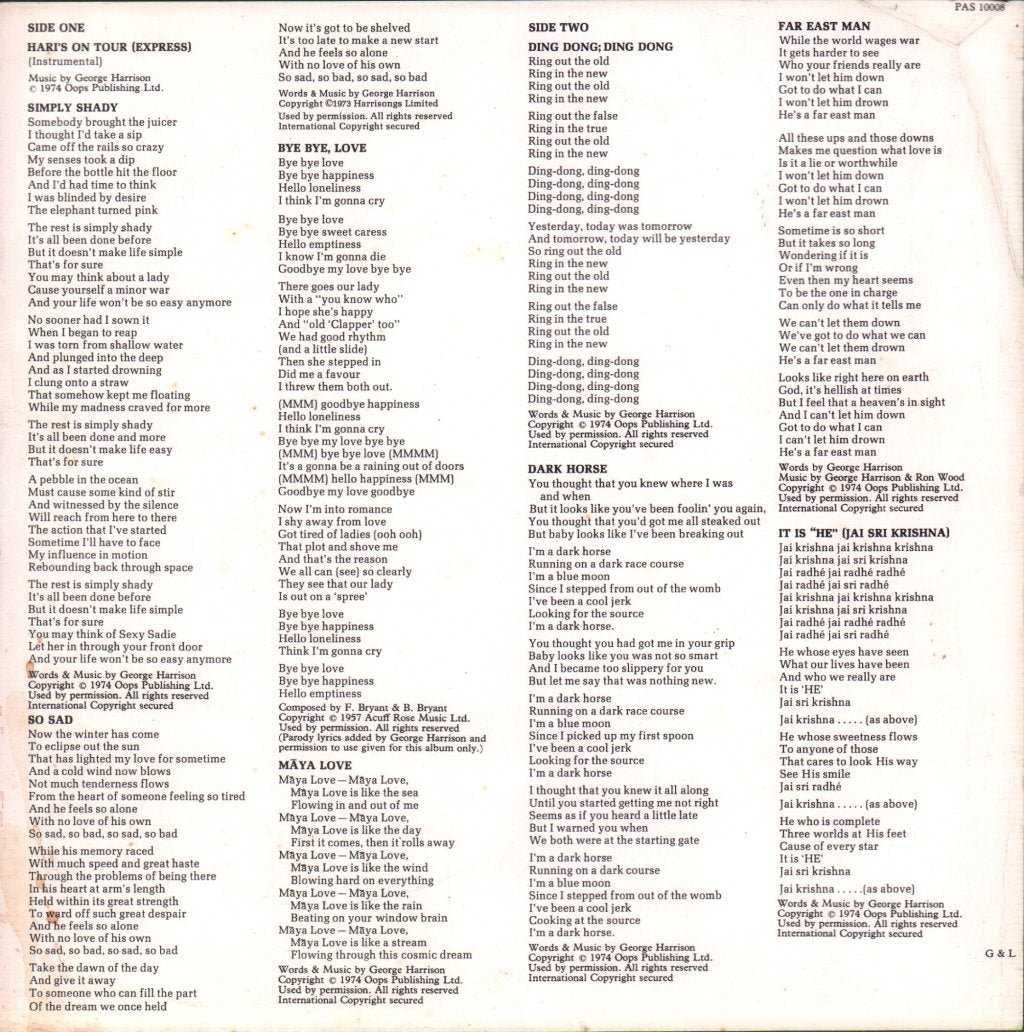 George Harrison - Dark Horse - Lp