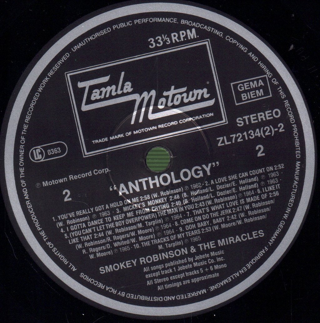 Smokey Robinson And The Miracles - Anthology - Double Lp