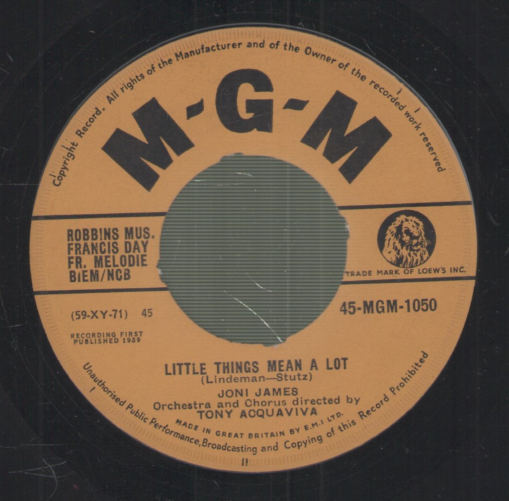 Joni James - Little Things Means A Lot / I Laughed At Love - 7 Inch
