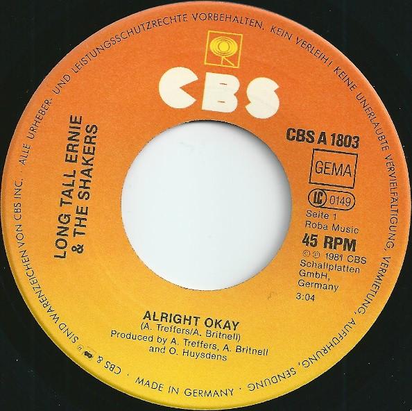 Long Tall Ernie And The Shakers - Alright Okay - 7 Inch