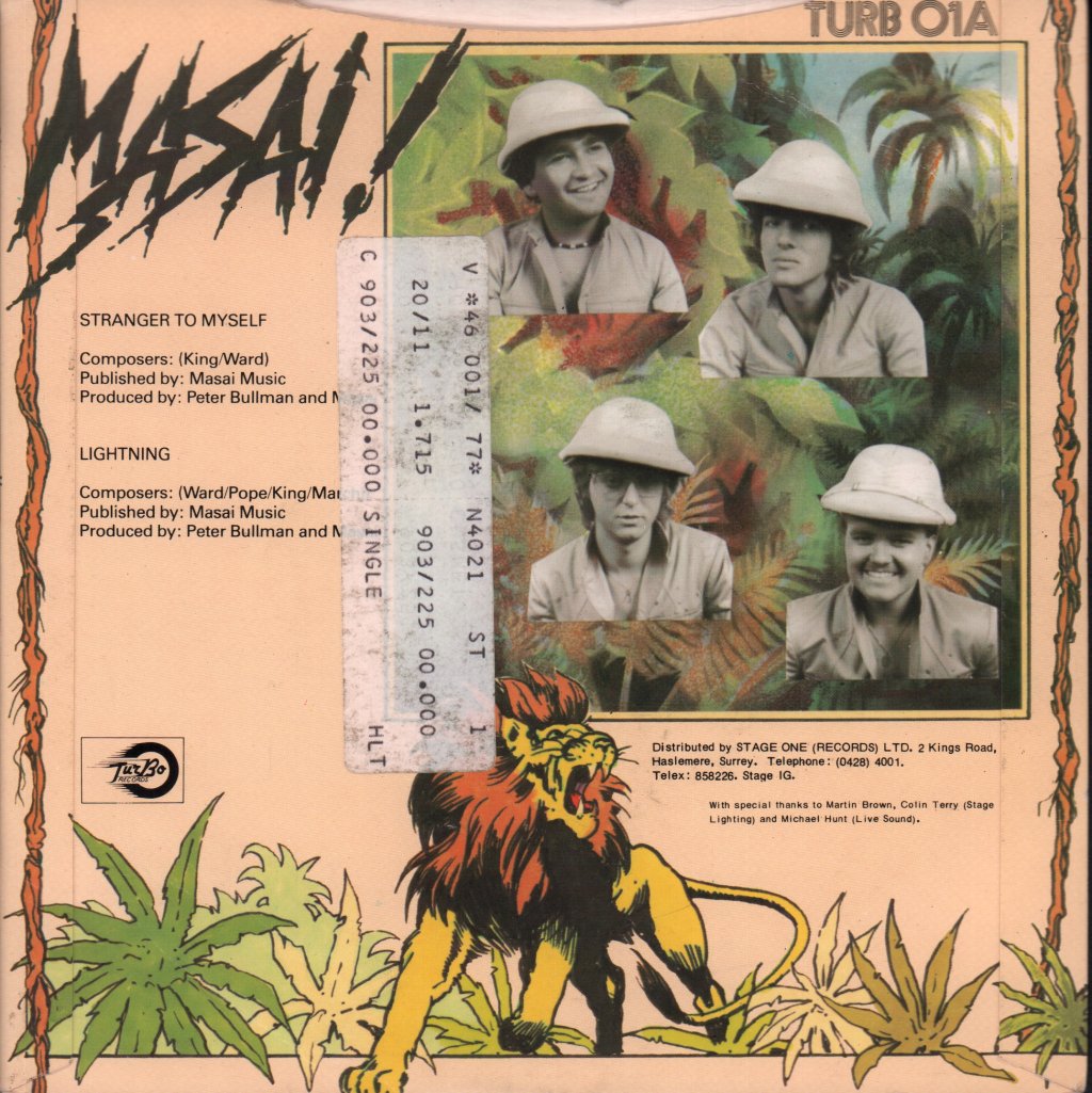 Masai (Rock Group) - Stranger To Myself - 7 Inch
