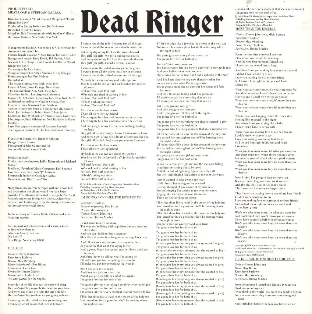 Meat Loaf - Dead Ringer - Lp
