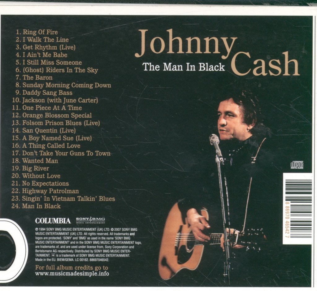 Johnny Cash - Man In Black - Cd