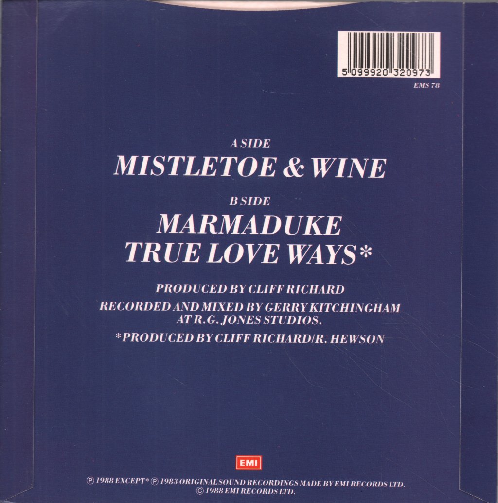 Cliff Richard - Mistletoe And Wine - 7 Inch