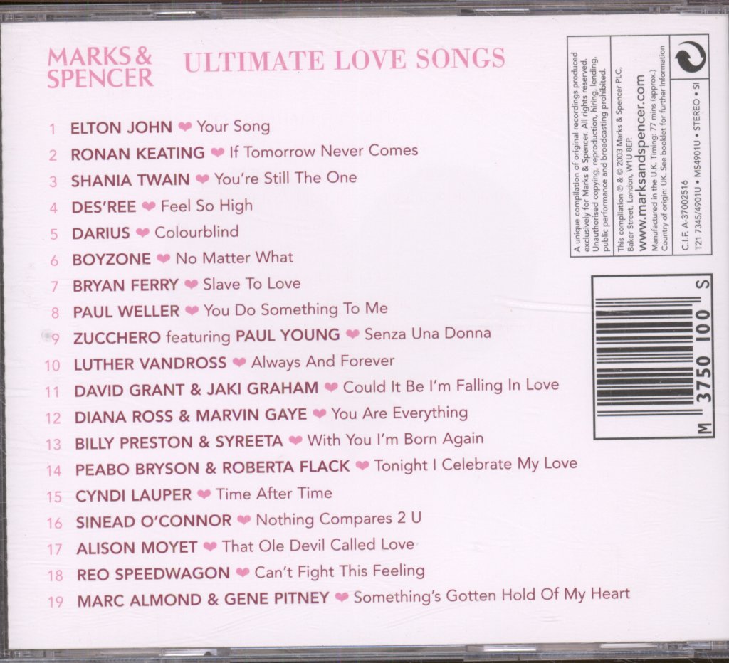 Various Artists - Ultimate Love Songs - Cd