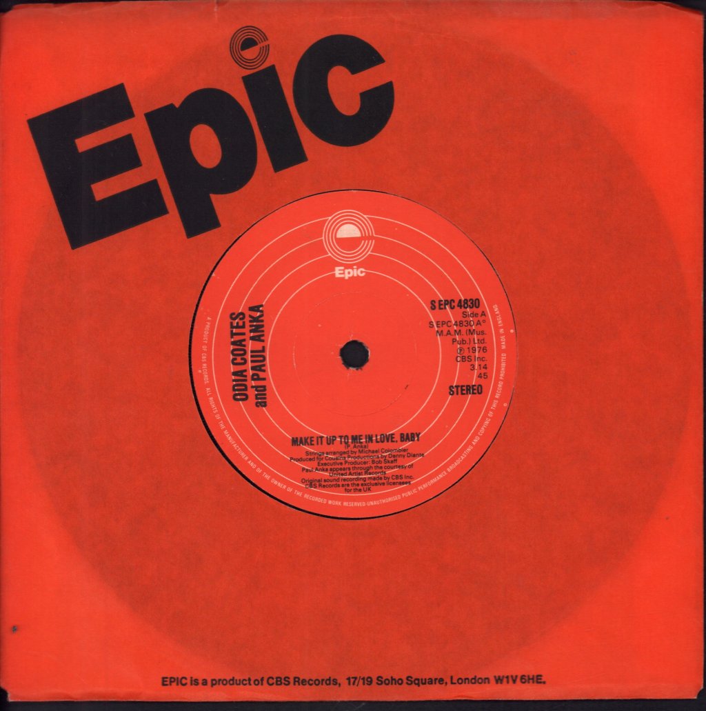 Odia Coates And Paul Anka - Make It Up To Me In Love Baby - 7 Inch