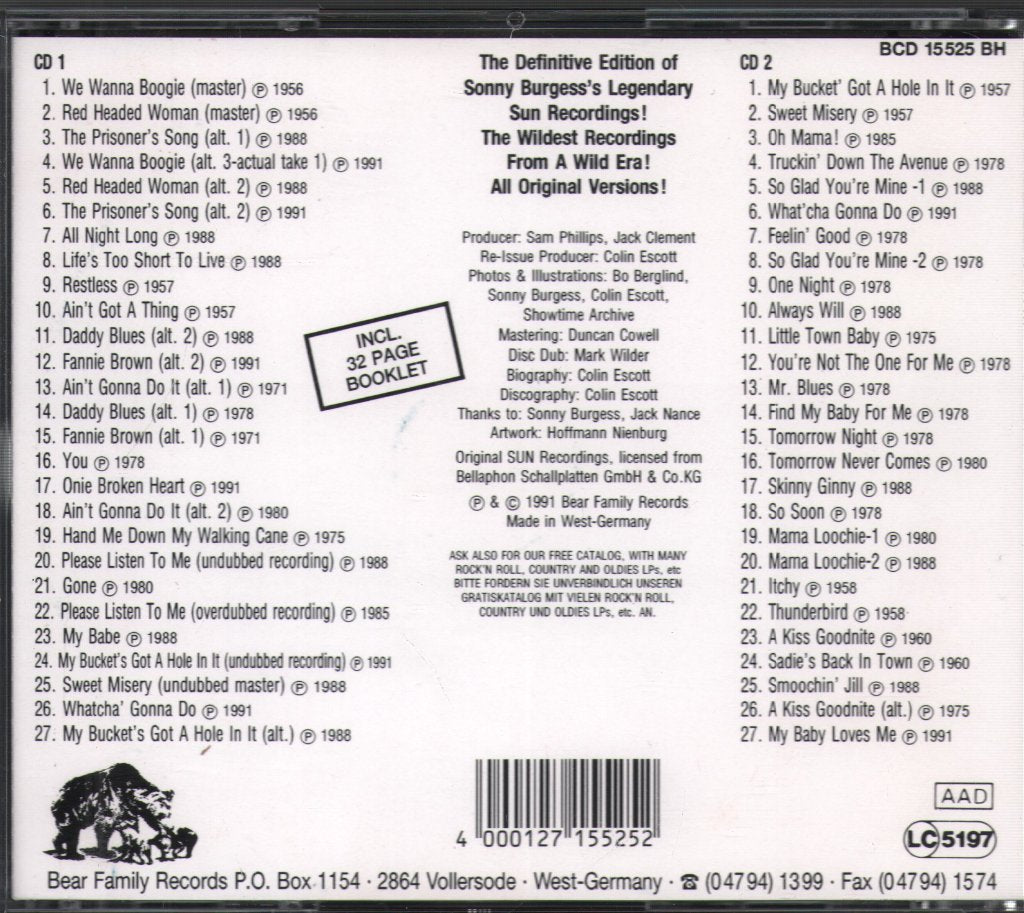 Sonny Burgess - Classic Recordings 1956 - 1959 - Cd Set