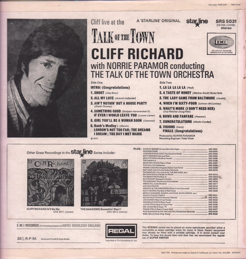 Cliff Richard - Live At The Talk Of The Town - Lp