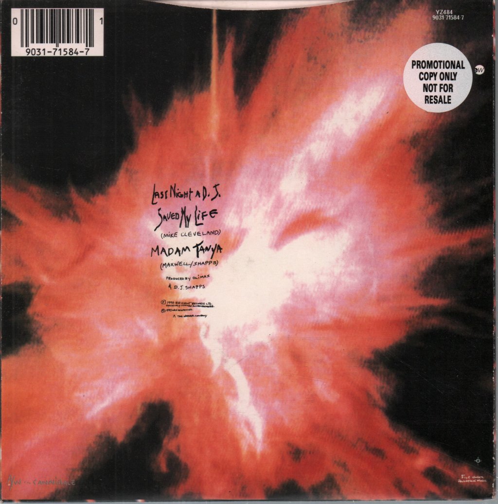 Oli Max And Dj Shapps - Last Night A Dj Saved My Life - 7 Inch