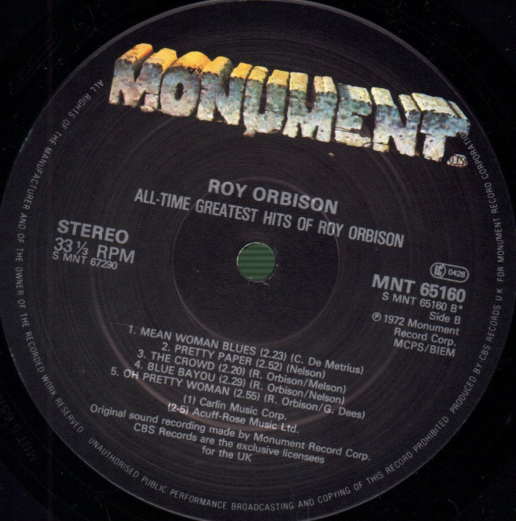 Roy Orbison - All Time Greatest Hits - Double Lp