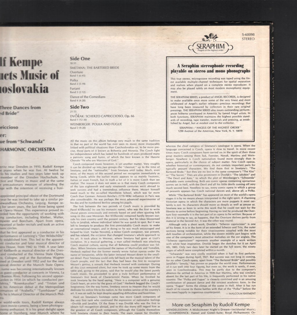 Rudolf Kempe / Royal Philharmonic Orchestra - Rudolf Kempe Conducts Music Of Czechoslovakia - Lp