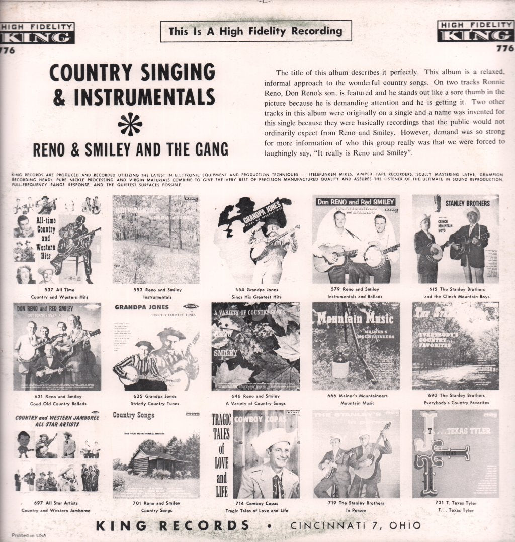 Reno And Smiley And The Gang - Country Singing And Instrumentals - Lp