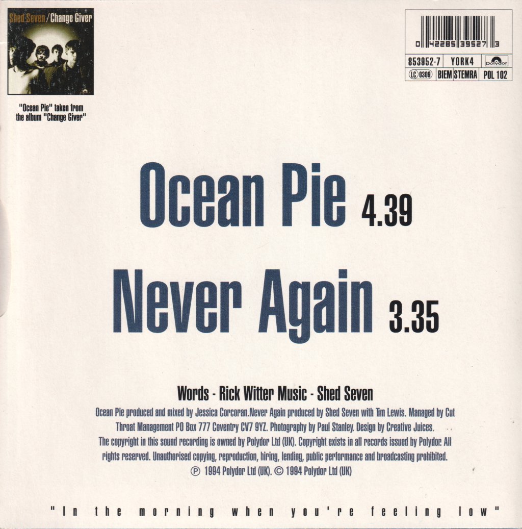 Shed Seven - Ocean Pie - 7 Inch