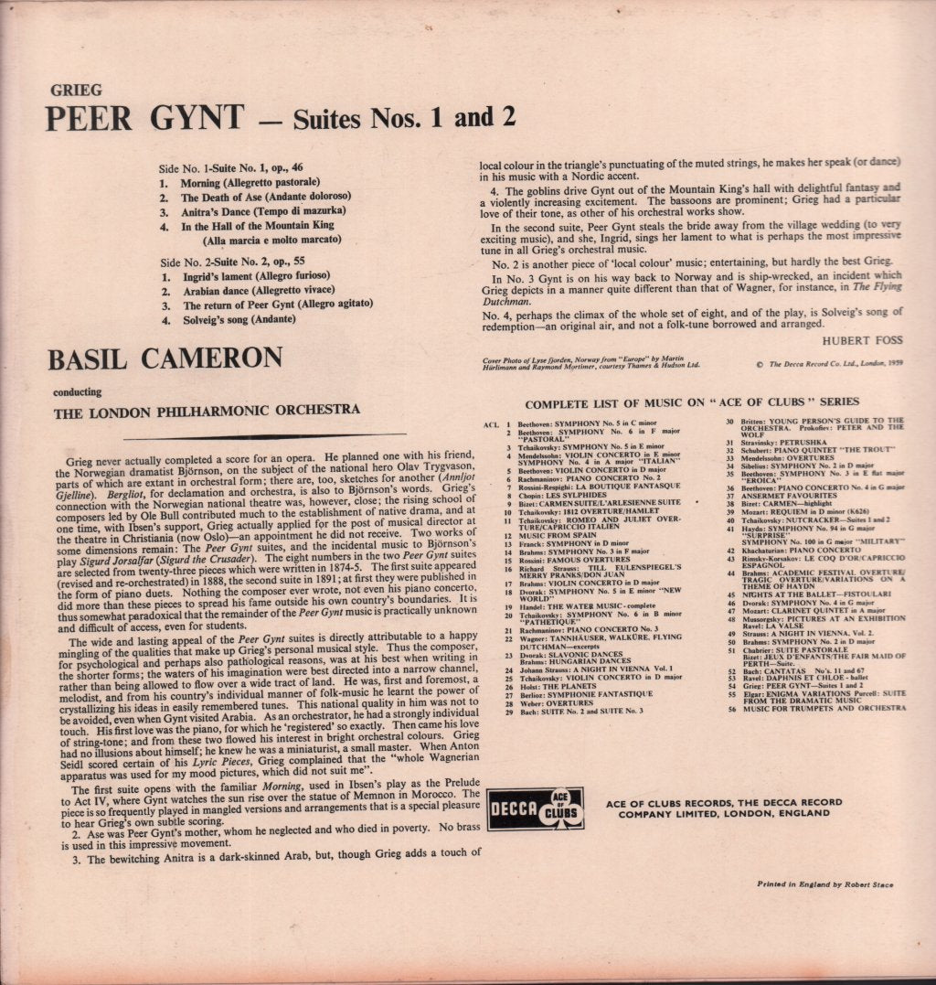 London Philharmonic Orchestra / Basil Cameron - Grieg Peer Gynt Suites 1 & 2 - Lp