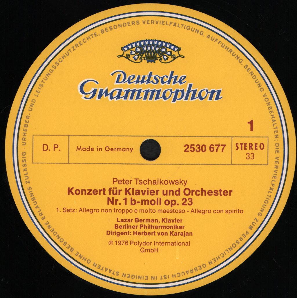 Herbert Von Karajan / Lazar Berman - Tschaikowsky Piano Concerto - Lp