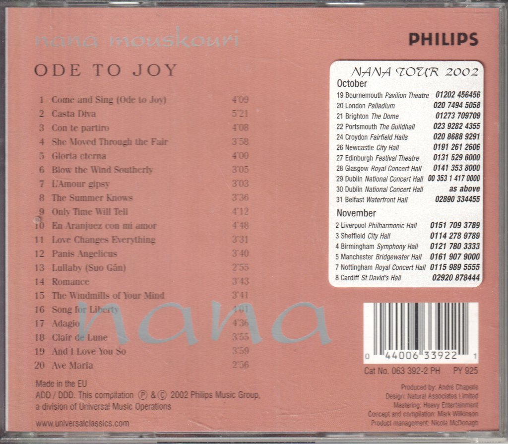 Nana Mouskouri - Ode To Joy - Cd