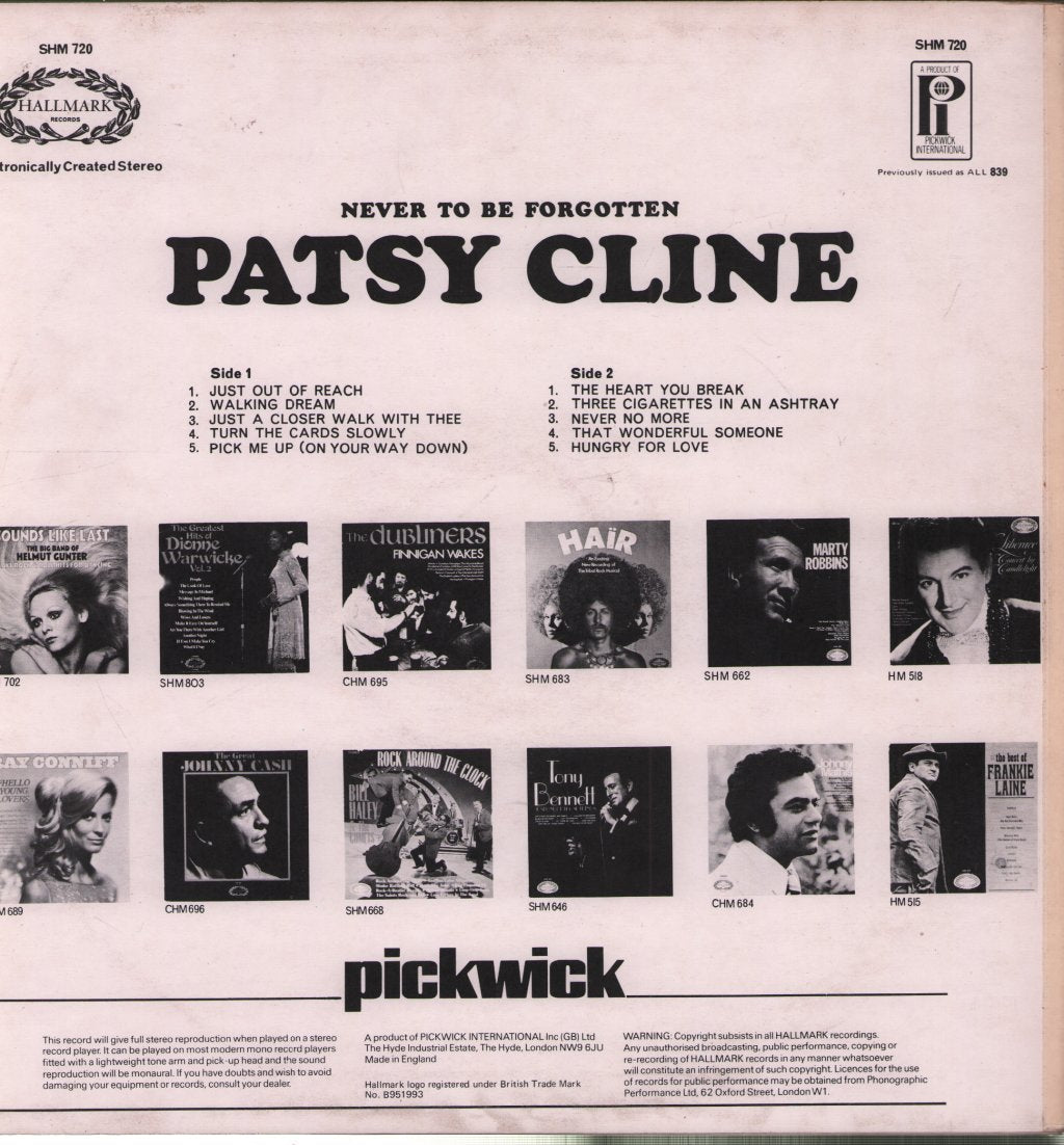 Patsy Cline - Never To Be Forgotten - Lp