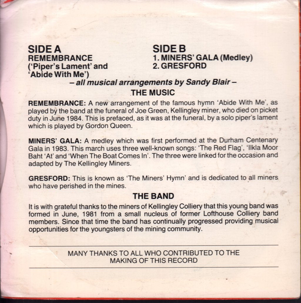 Kellingley Colliery Band - Remembrance Kellingley Colliery Band - 7 Inch