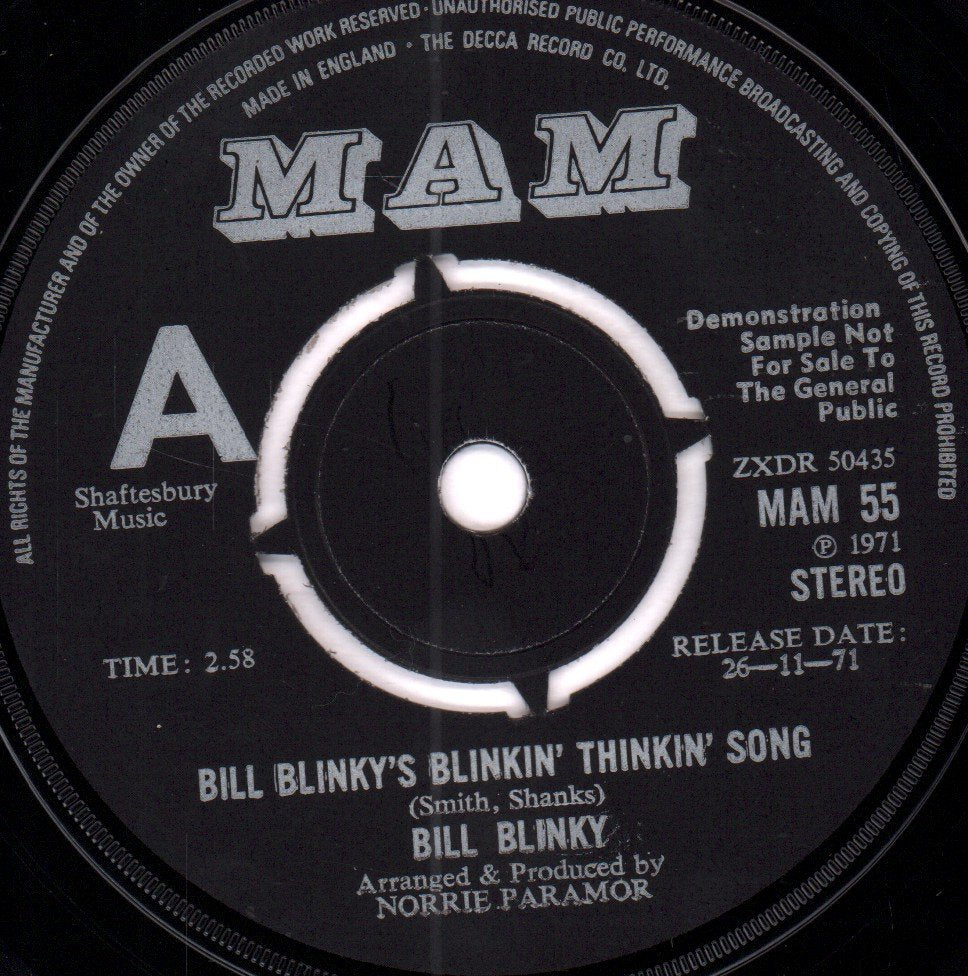 Bill Blinky - Ballad Of Bill Blinky / Bill Blinky's Blinkin' Thinkin' Song - 7 Inch