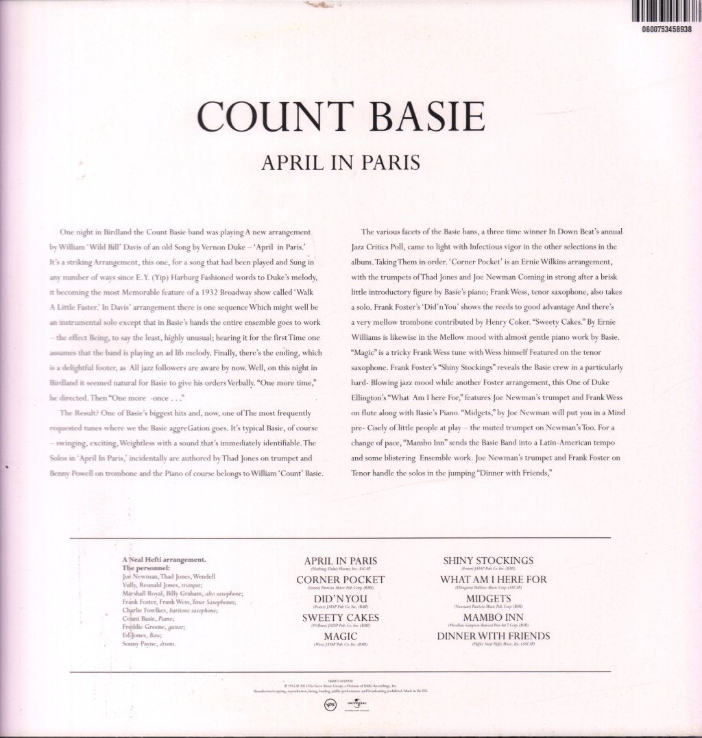 Count Basie And His Orchestra - April In Paris - Lp