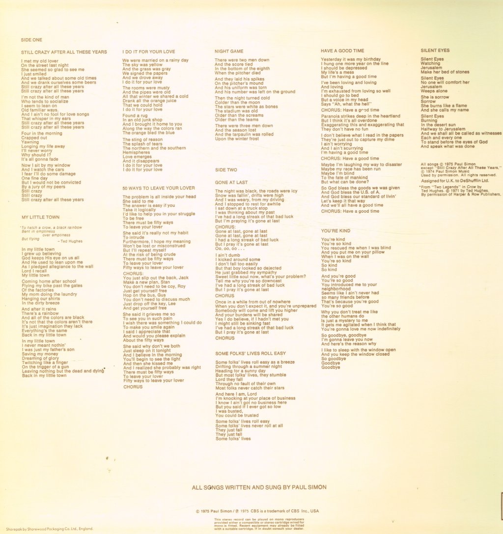 Paul Simon - Still Crazy After All These Years - Lp