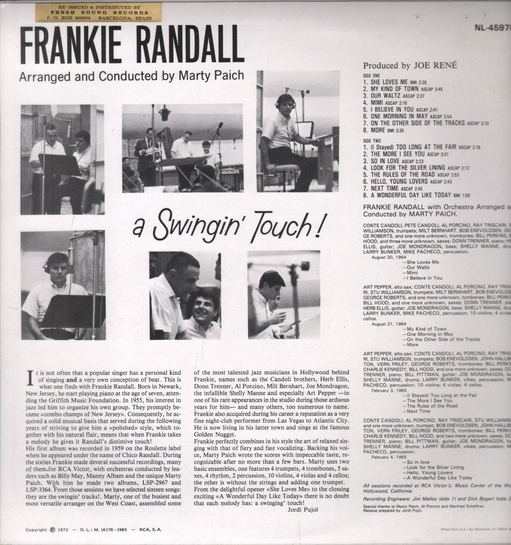 Frankie Randall - A Swingin' Touch! - Lp