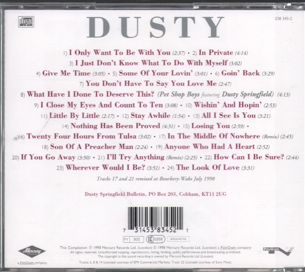Dusty Springfield - Dusty (The Very Best Of Dusty Springfield) - Cd