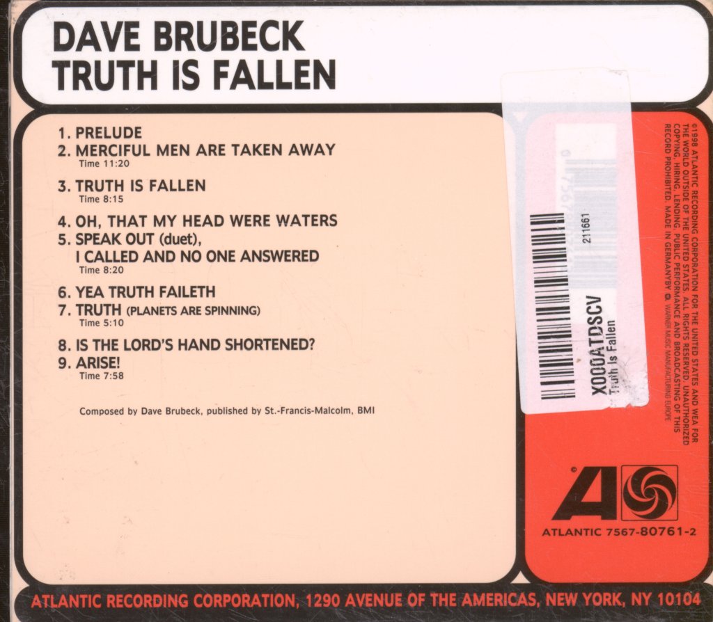 Dave Brubeck - Truth Is Fallen - Cd